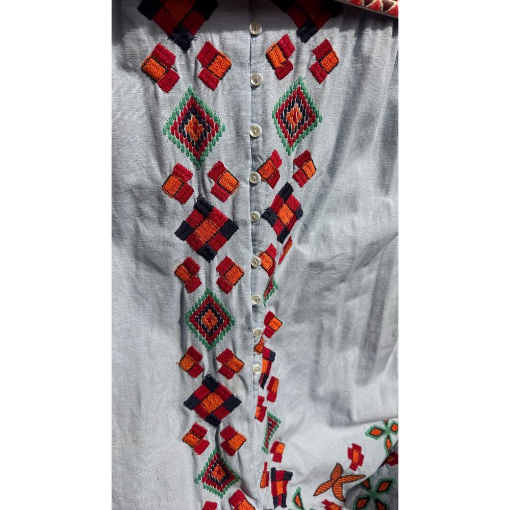 Zara TRF Embroidered Folk Dress Boho Peasant Cottagecore Midi Belted L - Picture 7 of 15